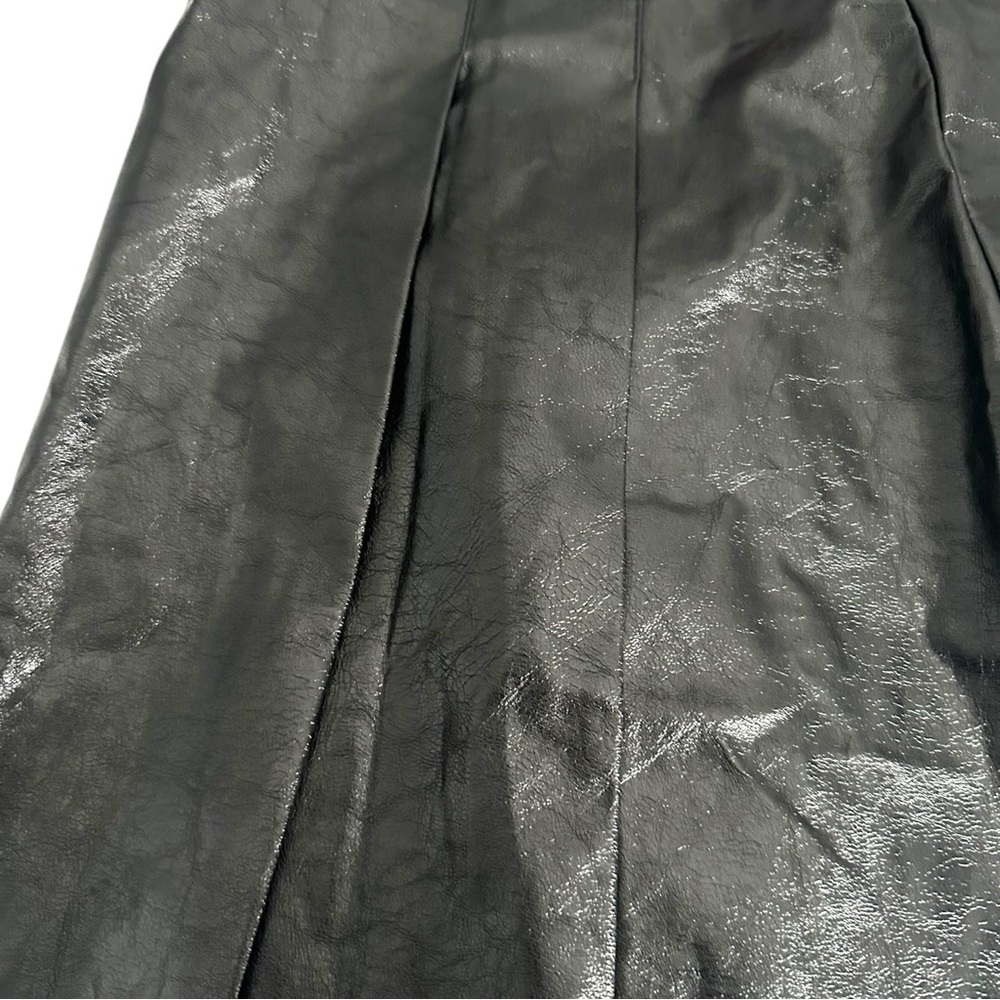 idem ditto Black Faux Leather Pleated Mini Skirt Size L NWT - Picture 2 of 8
